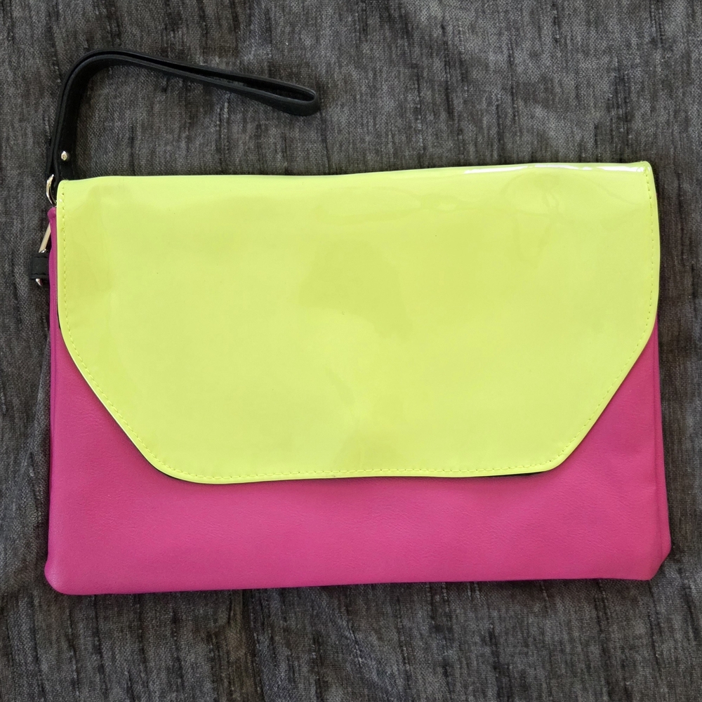 No Boundaries Neon Pink and Lime Clutch